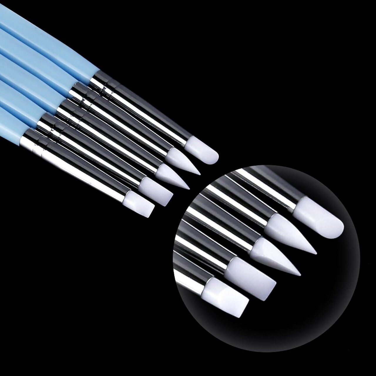 9 Pieces Stylus Tools, 5 Pieces 2 Way Total 10 Different DIY Silicone and Ceramic Clay Indentation Tool and 4 Pieces Double-Ended Metal Ball Tools